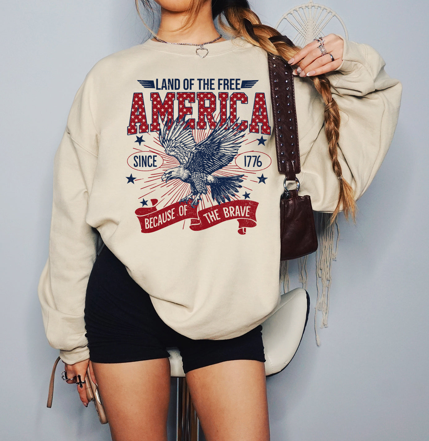 Vintage Fourth of July, Land of the Free Screen Printed Unisex Shirt