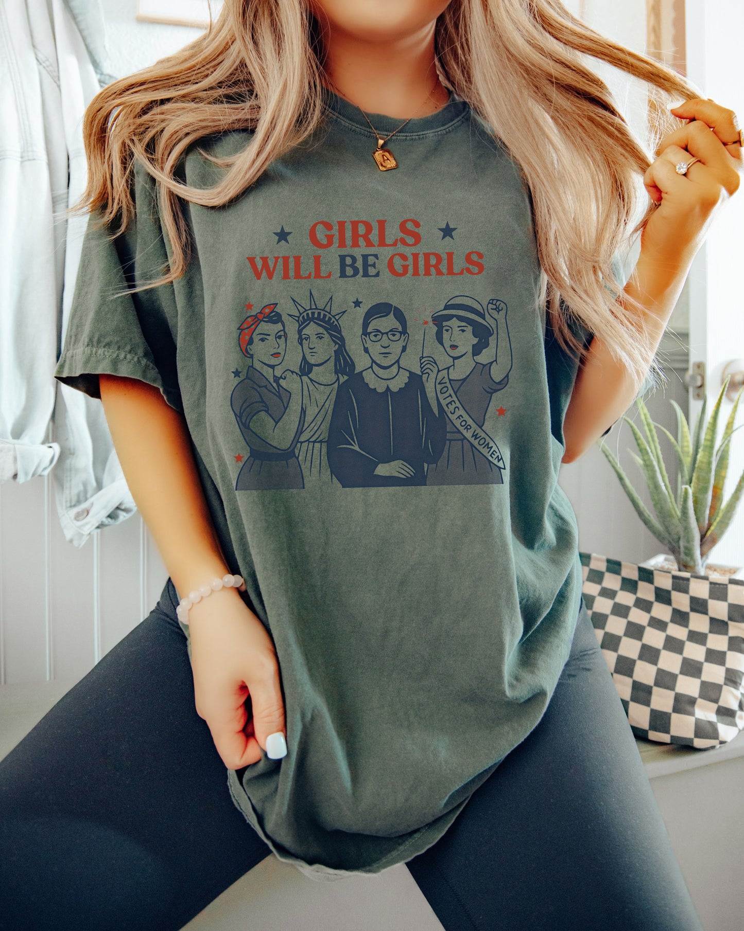 Girls Will Be Girls, Fourth of July Screen Printed Unisex Shirt