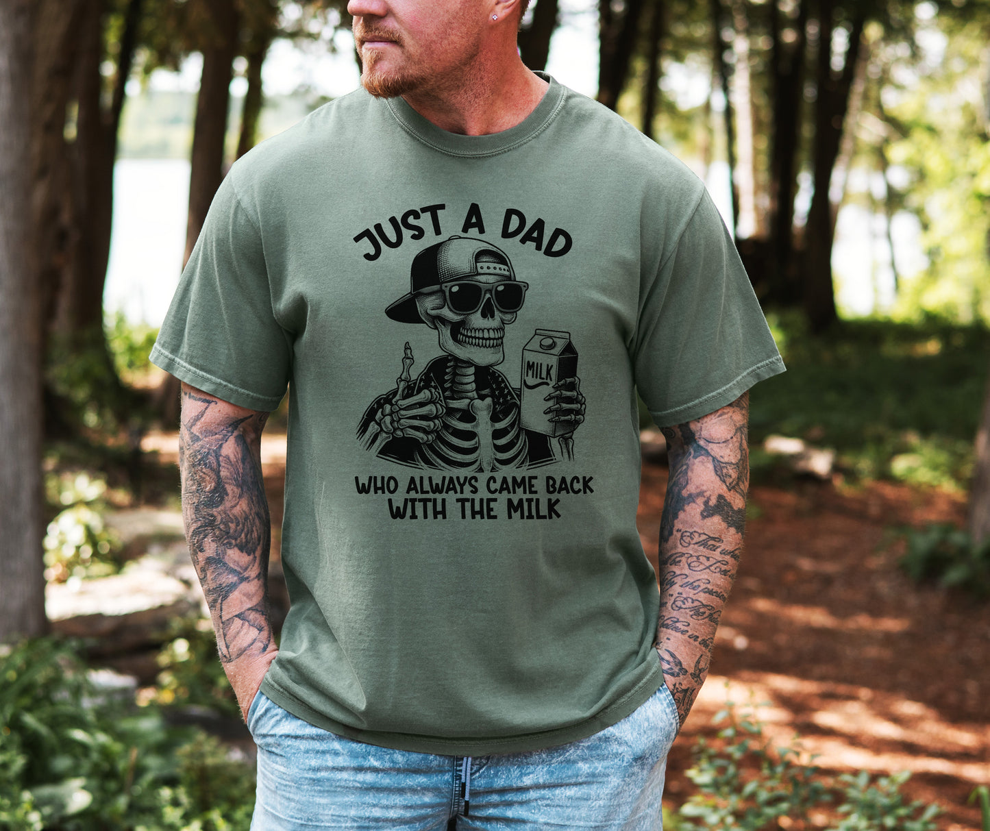 Just A Dad Who Always Came Back With The Milk Unisex Screen Printed