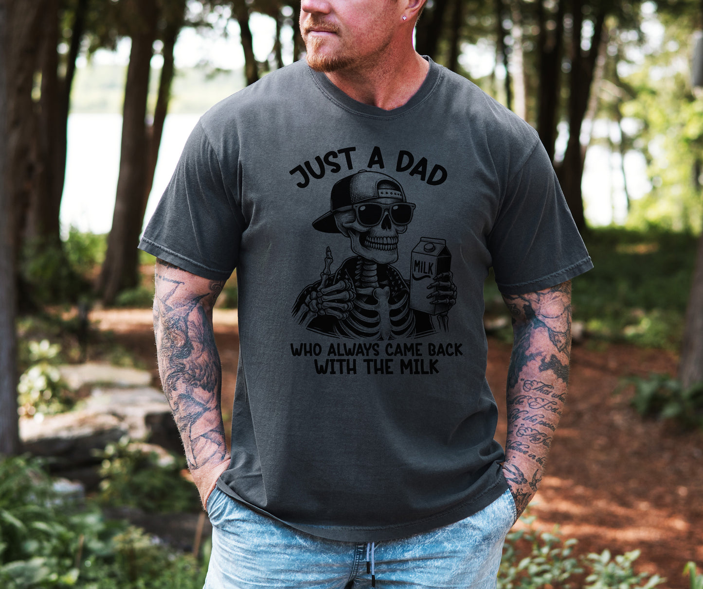 Just A Dad Who Always Came Back With The Milk Unisex Screen Printed