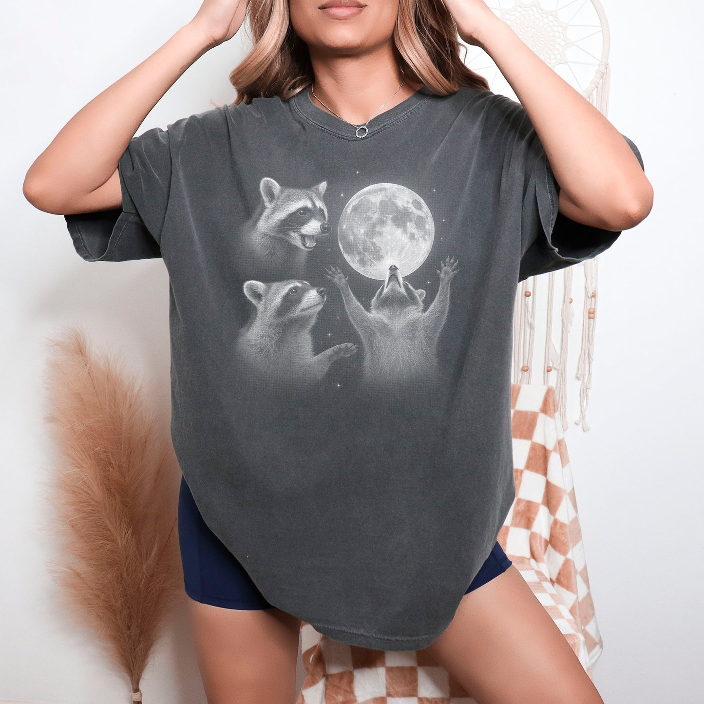 Moonlight Raccoons, Feral Raccoons, Trash Panda Unisex Screen Printed Shirt