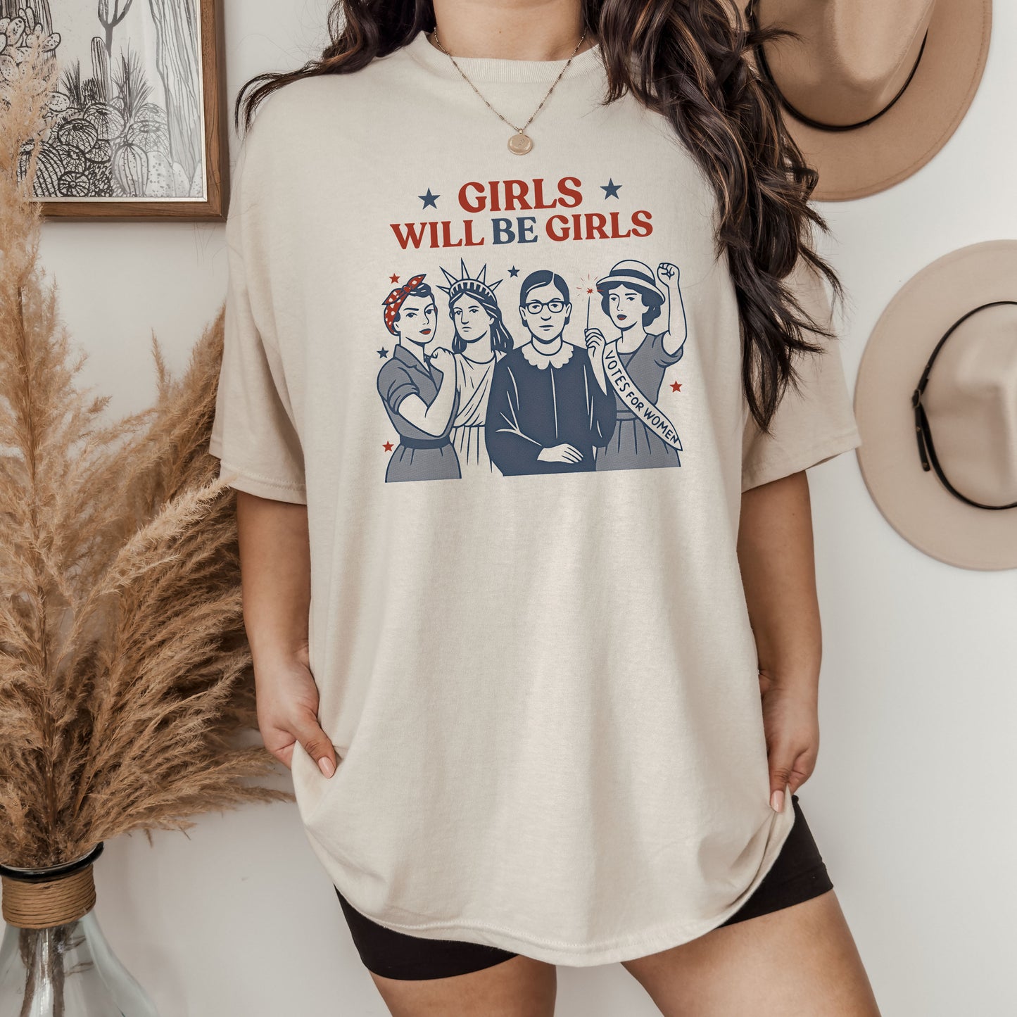 Girls Will Be Girls, Fourth of July Screen Printed Unisex Shirt
