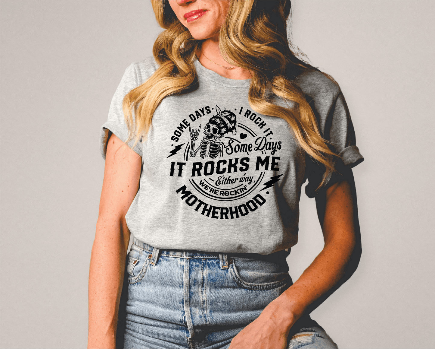 Motherhood Rocks Me Screen Printed Tee