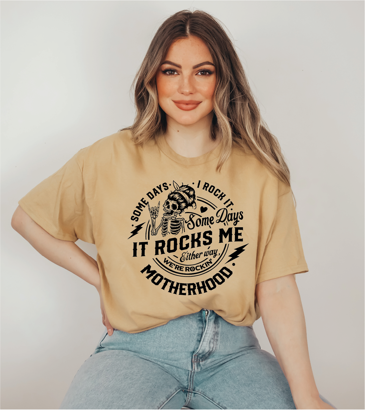 Motherhood Rocks Me Screen Printed Tee