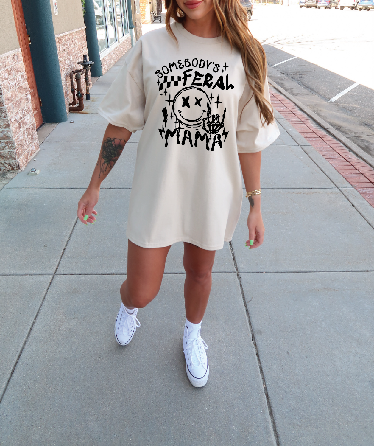 Somebody's Feral Mama Unisex Screen Printed Tee