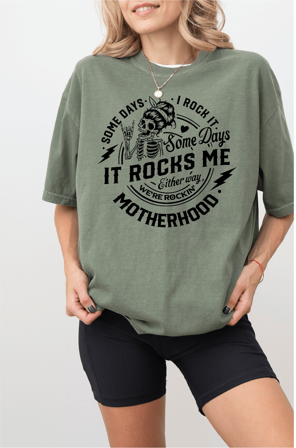 Motherhood Rocks Me Screen Printed Tee