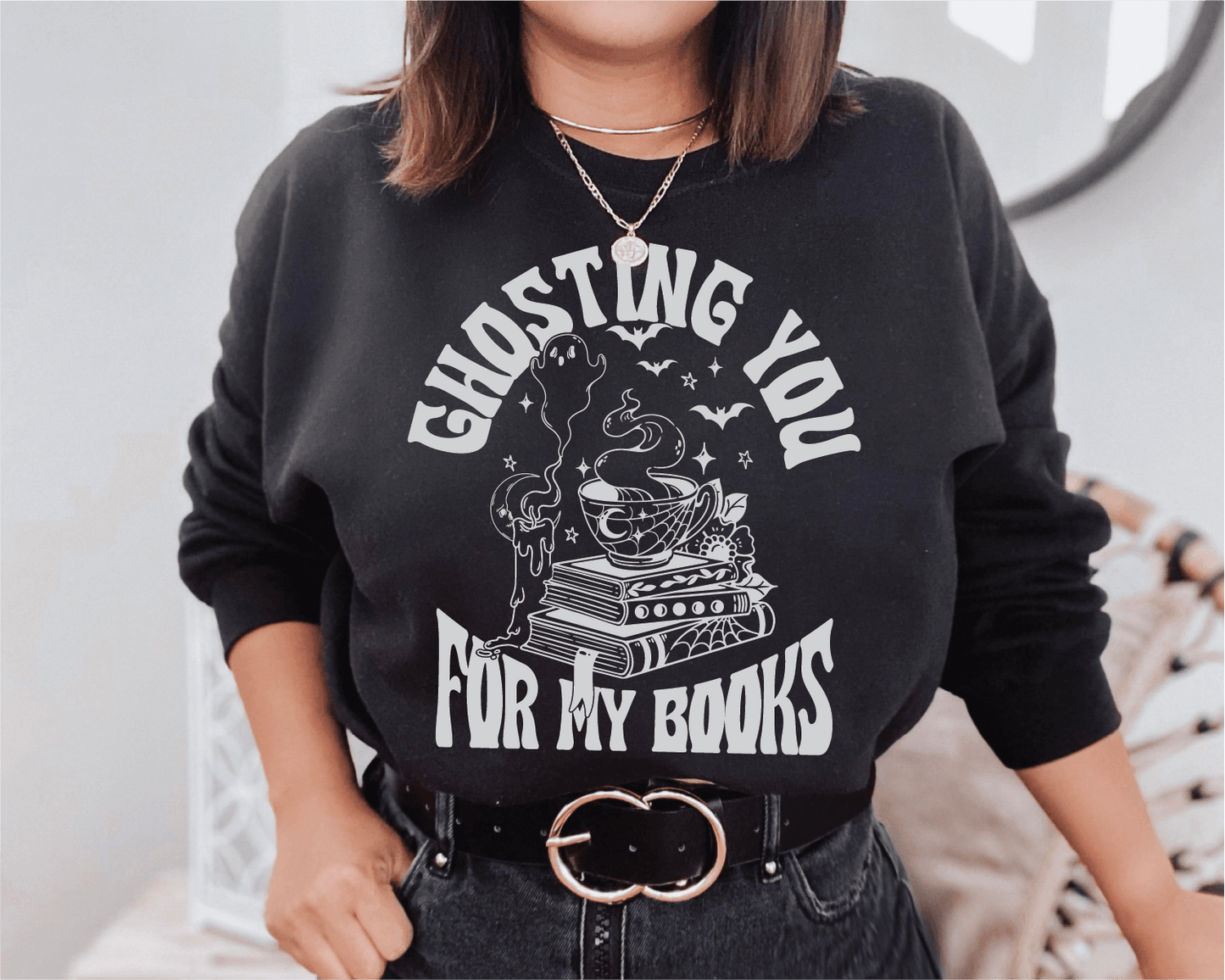 Ghosting You For My Books Unisex Screen Printed Tee