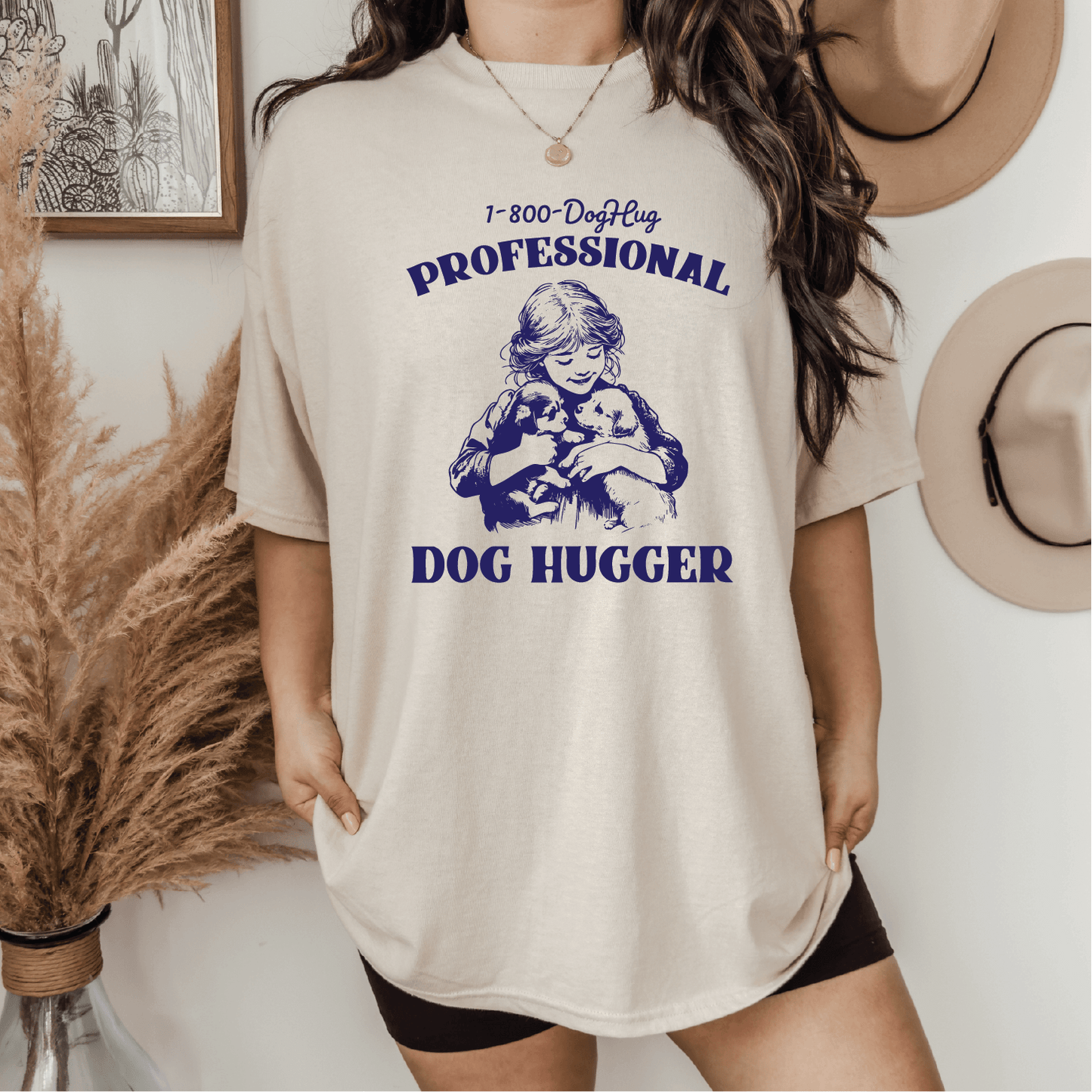 Professional Dog Hugger Sarcastic Retro T-Shirt Screen Printed Unisex Shirt