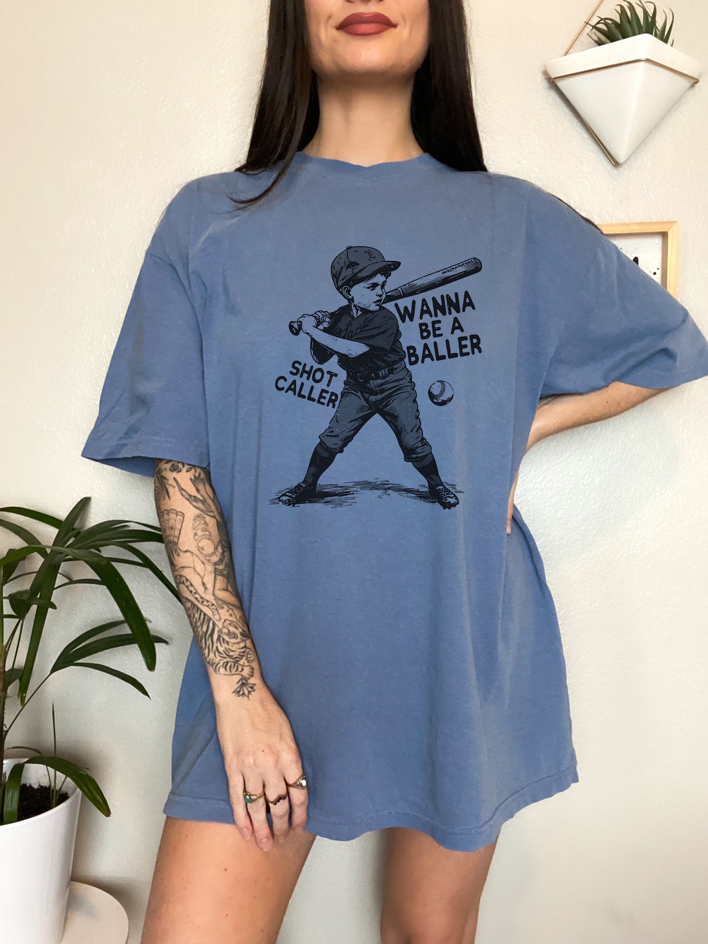Wanna be a Baller, Baseball Retro Unisex  Screen Printed Unisex Shirt