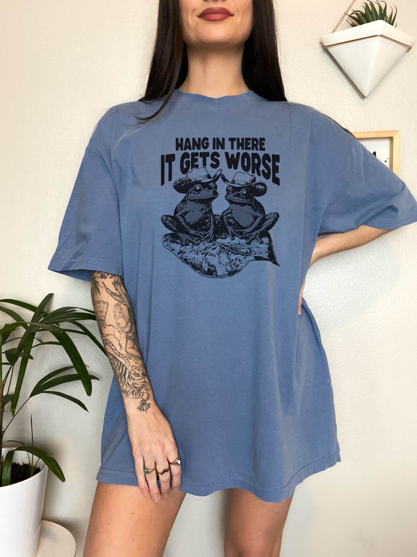 Hang in There, It Gets Worse - Cowboy Frog T-Shirt Screen Printed Unisex Shirt