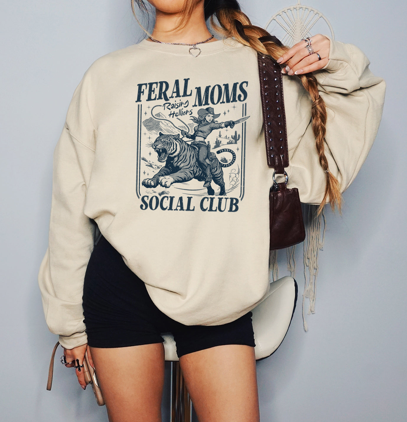 Feral Moms Social Club Tee – Raising Chaos & Hellions, Funny Mom Tee, Mother's Day T-Shirt Screen Printed Unisex Shirt