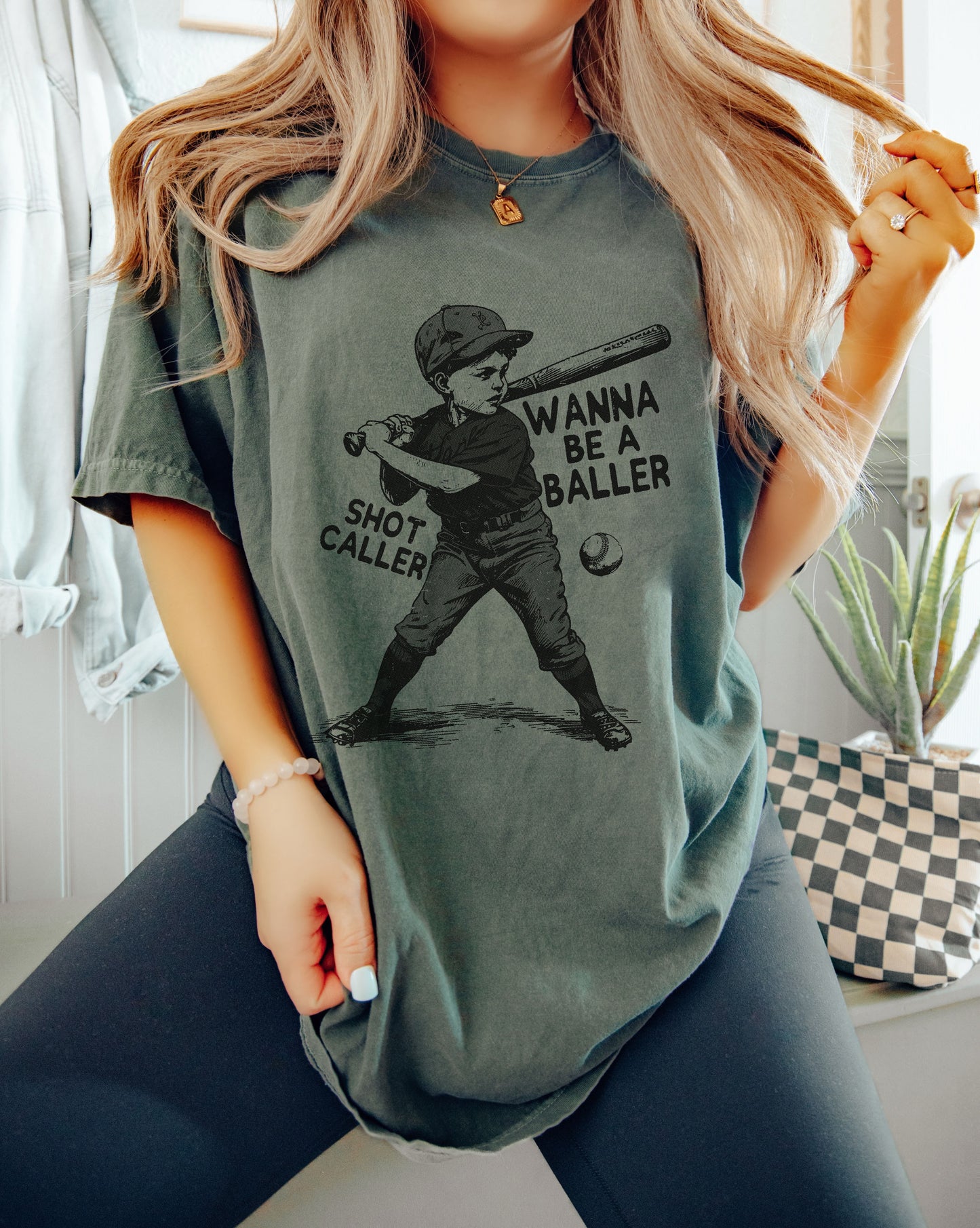 Wanna be a Baller, Baseball Retro Unisex  Screen Printed Unisex Shirt