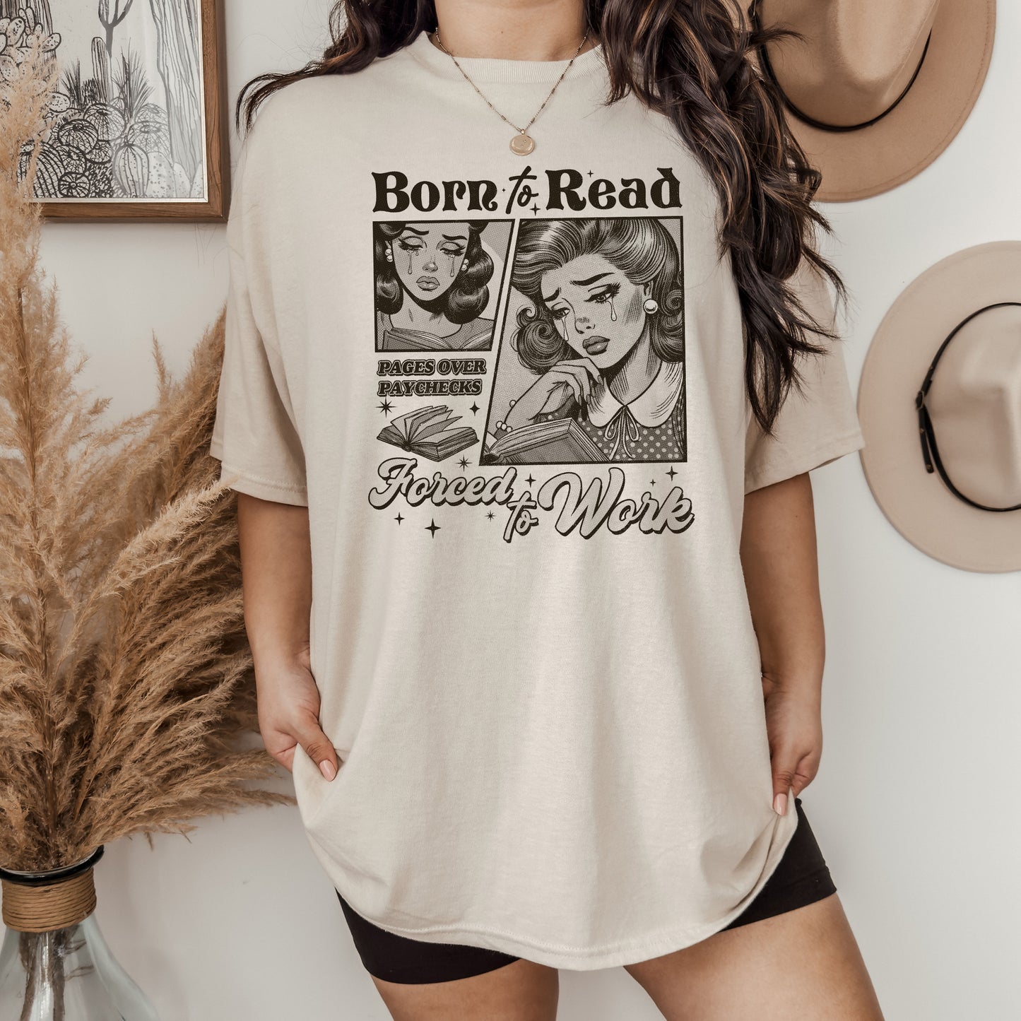 Born To Read Bookish  Screen Printed Sweater, Comfort Colors Crewneck Shirt