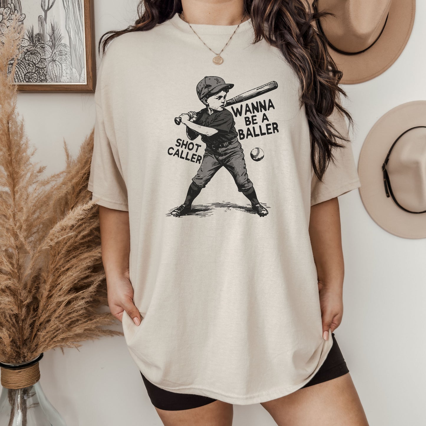 Wanna be a Baller, Baseball Retro Unisex  Screen Printed Unisex Shirt