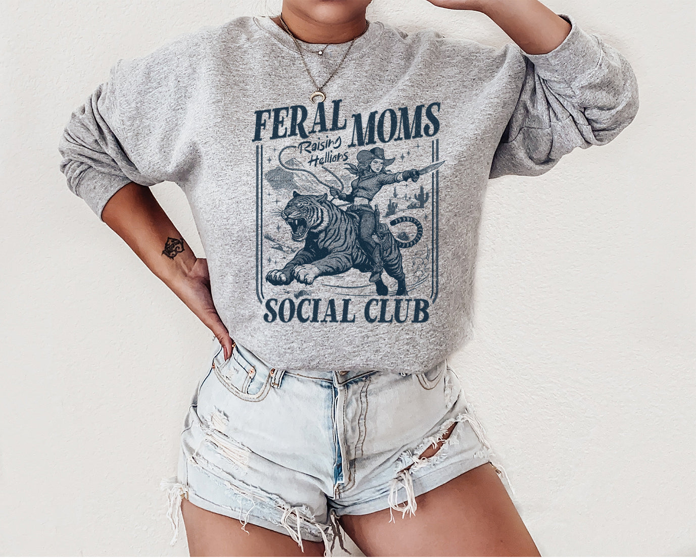 Feral Moms Social Club Tee – Raising Chaos & Hellions, Funny Mom Tee, Mother's Day T-Shirt Screen Printed Unisex Shirt